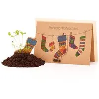 Die Stadtgärtner Die Stadtgärtner Nachhaltige Weihnachtskarte zum Einpflanzen mit Socken-Motiv inkl. Umschlag | Grußkarte Weihnachten mit Saatgut | Weihnachtsgrußkarte zum Verschenken | Klappkarte mit Aufschrift Fröhliche Weihnachten – Produktbild 1 von 1