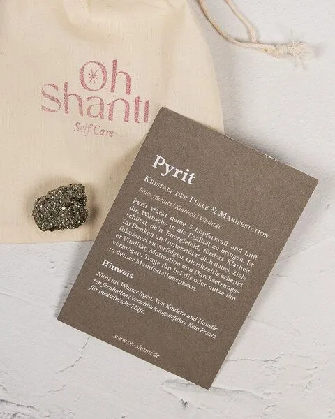 Oh Shanti Oh Shanti Pyrit im Baumwollbeutel inkl. Affirmation – Produktbild 1 von 4