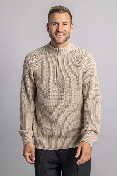 DIRTS dirts Knit Quarter Zip, Desert beige, – Produktbild 4 von 4