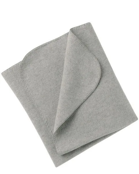 Engel Engel Natur Baby Schurwoll-Fleece Decke mit Muschelkante, Hellgrau-melange, – Produktbild 1 von 3