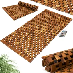 Casaria® Badvorleger Holz 80x50cm FSC®-zertifiziertes Akazienholz Gummistopper – Produktbild 1 von 1