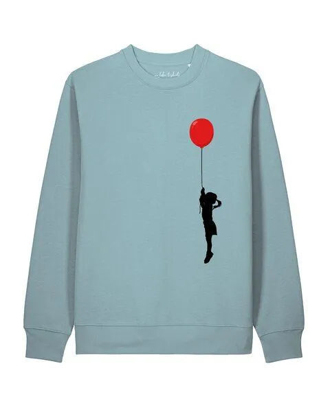 watapparel watapparel Sweatshirt Unisex Mädchen mit Luftballon, Pebble blue, – Produktbild 1 von 2