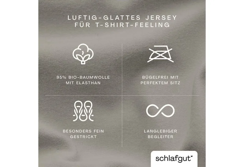 Schlafgut Schlafgut Seitenschläferkissenbezug Pure Seitenschläferkissen, (1 Stück), aus Bio-Baumwolle, Beige, – Produktbild 4 von 5
