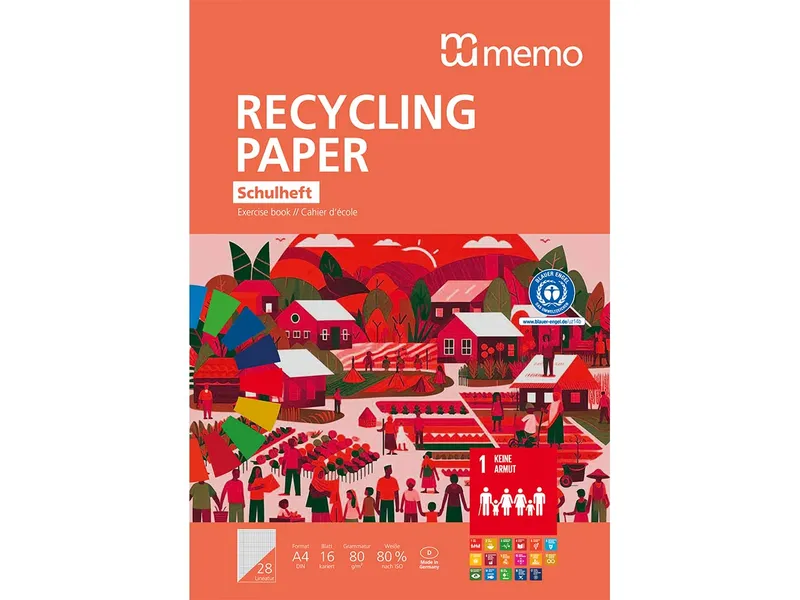 Memo memo Schulheft A4 Nr. 28 kar. 5mm m. 2 Rändern – Produktbild 1 von 1