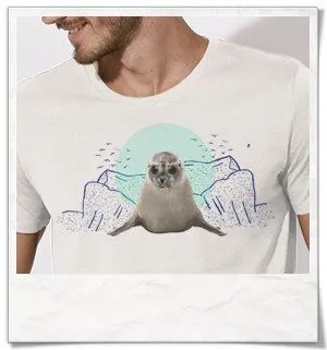 Picopoc Picopoc Seehund T-Shirt für Männer, Weiss, – Produktbild 3 von 4