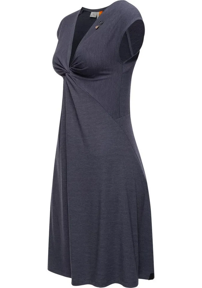 ragwear ragwear Jerseykleid Comfrey Solid stylisches Sommerkleid mit tiefem V-Ausschnitt, Blau, – Produktbild 2 von 2
