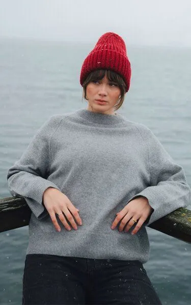 Kopyto Kopyto BARIBAL - Damen Oversize Boxy Stickpullover aus Merino-wolle RWS- zertifiziert, Grau, – Produktbild 2 von 4