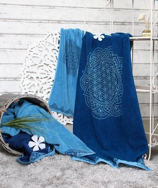 The Spirit of OM The Spirit of OM Frotteetücher "Happy Flower of Life", versch. Farben und Größen, Kiesel/silbergrau, – Produktbild 4 von 4