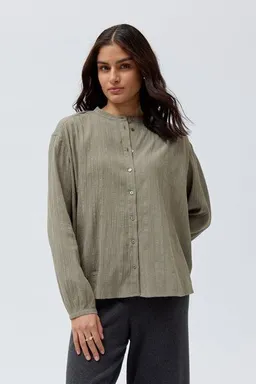 People Wear Organic People Wear Organic Langarm Bluse, uni grün, Bio-Baumwolle – Produktbild 1 von 1