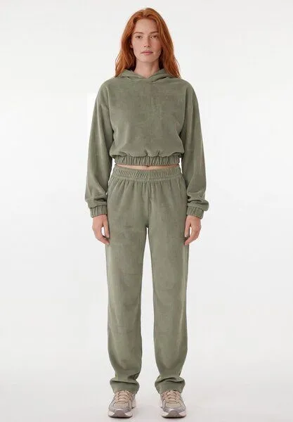 ORGANICATION ORGANICATION Cropped Cord-Hoodie aus Bio-Baumwolle, Olive, – Produktbild 1 von 4
