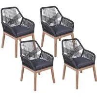 4er Pack Gartenstuhl "POMONA" Akazie Hybrid, Seilbespannung, mit Auflage, dunkelgrau – Produktbild 1 von 1