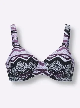 feel good Bikini-Oberteil violett-schwarz-bedruckt – Produktbild 1 von 1