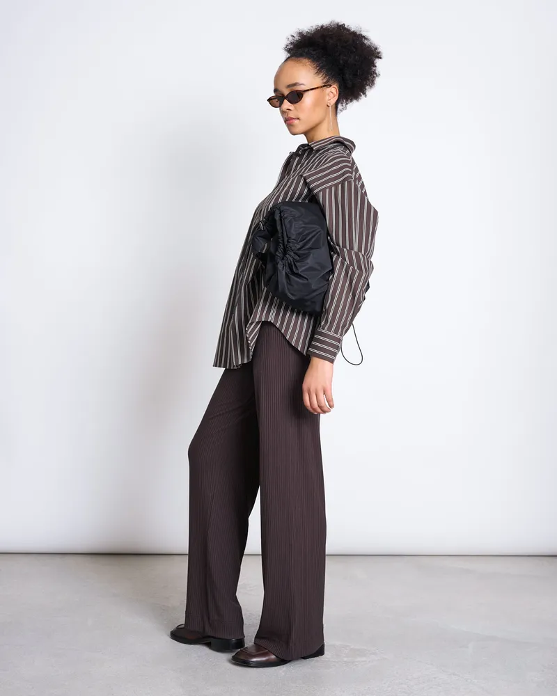 JAN N JUNE JAN N JUNE Damen vegan Oversize Shirt Mamro Mud Striped, Braun, – Produktbild 1 von 2