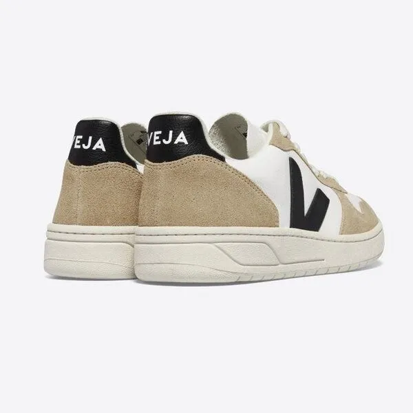 Veja Veja Sneaker Herren - V-10 Chromefree Leather, Natur (white black sahara), – Produktbild 3 von 3