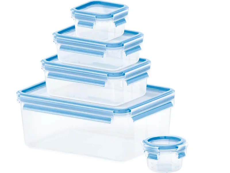 EMSA EMSA 5er-Set Frischhaltedosen "Clip & Close" 0,2/0,55/1,0/1,2/2,2 l, aus Kunststoff, Blau, – Produktbild 1 von 1