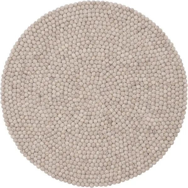 myfelt myfelt Filzkugelteppich rund, 100% Schurwolle, Beige meliert (béla), – Produktbild 1 von 4