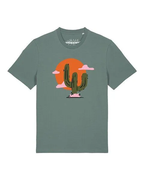 watapparel watapparel T-Shirt Unisex Kaktus im Sonnenuntergang, Green bay, – Produktbild 1 von 2