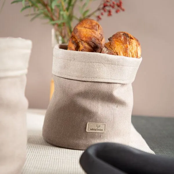nahtur-design nahtur-design Brotkorb, Obstkorb oder Utensilo aus Bioleinen, Sand (beige), – Produktbild 4 von 4