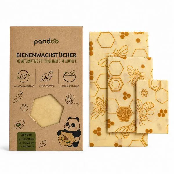 pandoo pandoo Bienenwachstücher Starter Set - 3 verschiedene Größen – Produktbild 3 von 3