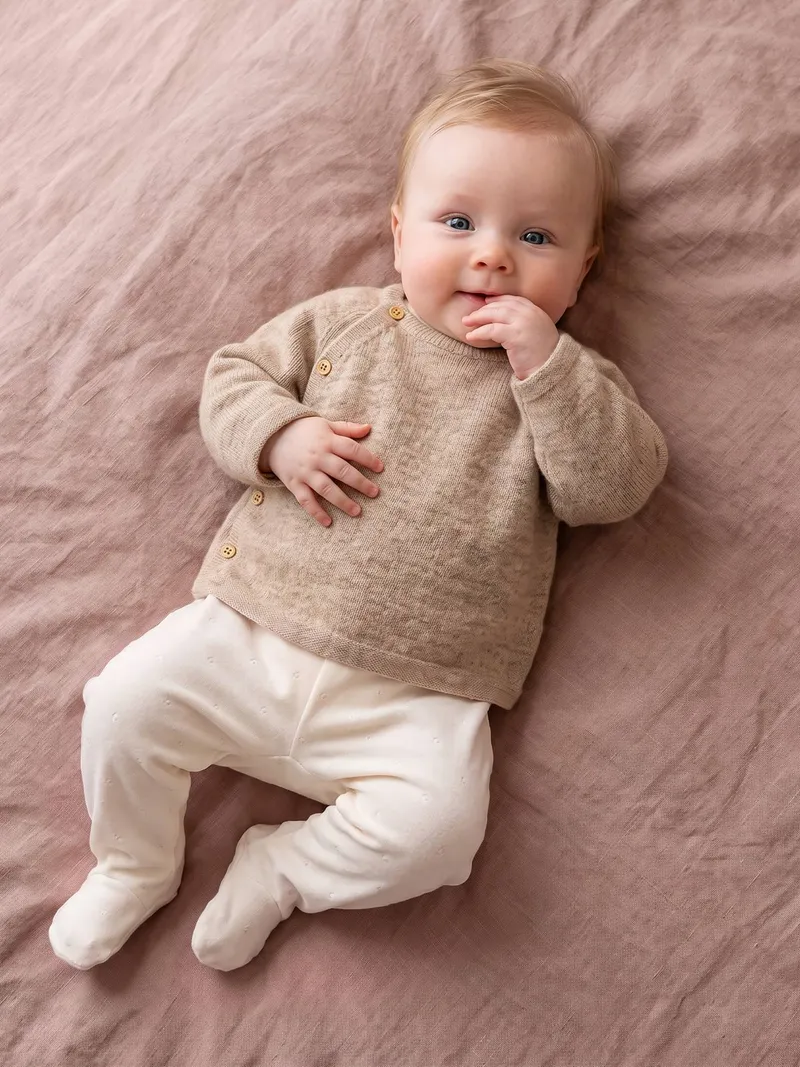 Vertbaudet Baby-Set aus Jacke, Beige meliert, – Produktbild 2 von 4
