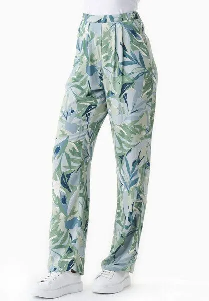 ORGANICATION ORGANICATION Hose aus LENZING ECOVERO mit Blattmuster, Grün(abstract leaf), – Produktbild 4 von 4