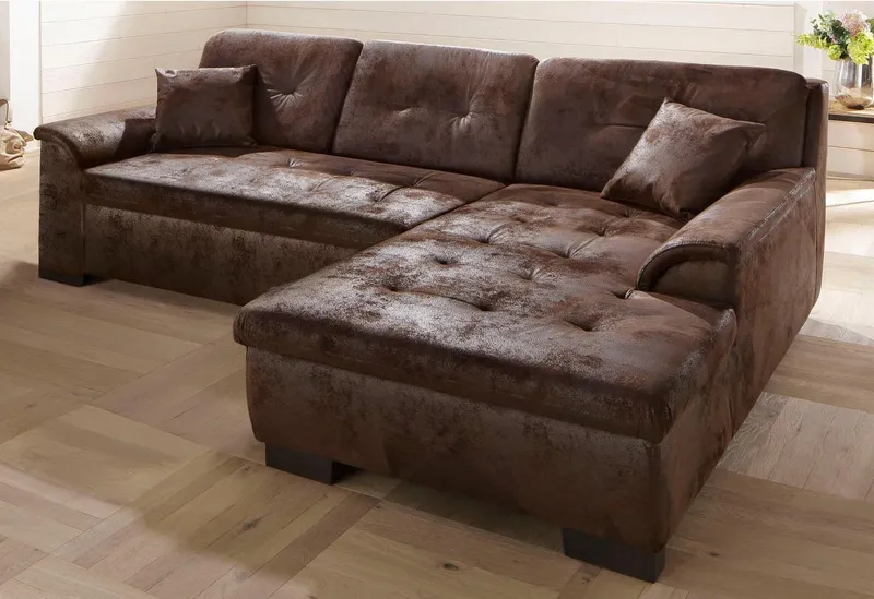 Home affaire Ecksofa BERGEN 267x178 cm, elegantes Design, whlw. mit Bettfunktion L-Form, Braun, – Produktbild 1 von 8