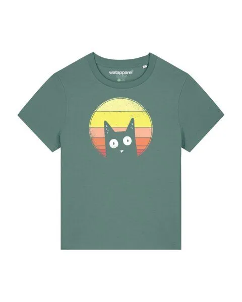watapparel watapparel T-Shirt Frauen Sunset Cat, Green bay, – Produktbild 1 von 3