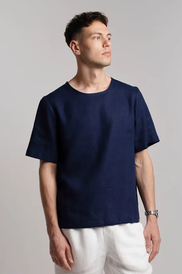 Amber Linen Amber Linen Herren vegan T-Shirt Panama Marineblau, Extra dunkelblau, – Produktbild 2 von 2