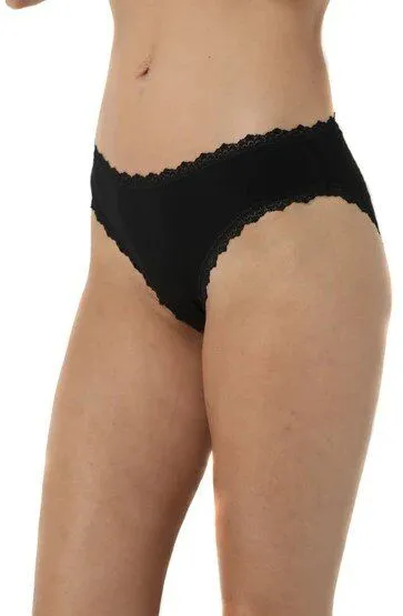 Bruno Barella Bruno Barella Damen Slips mit Spitze aus Micromodal in Schwarz – Produktbild 1 von 3