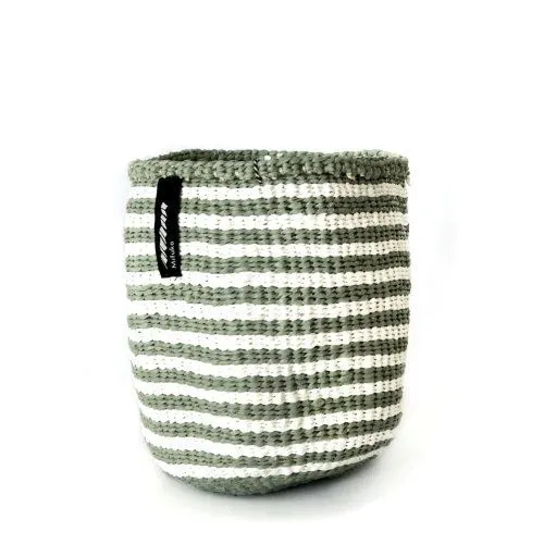 Mifuko Mifuko KIONDO Körbe XS - Sisal/Papier Aufbewahrungs- & Pflanzkorb, Stripes (grün), – Produktbild 2 von 4