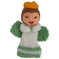 El Puente El Puente Gestrickte Fingerpuppe "Engel" | Fair Trade & Handmade aus Peru, Grün,weiß, – Produktbild 1 von 1
