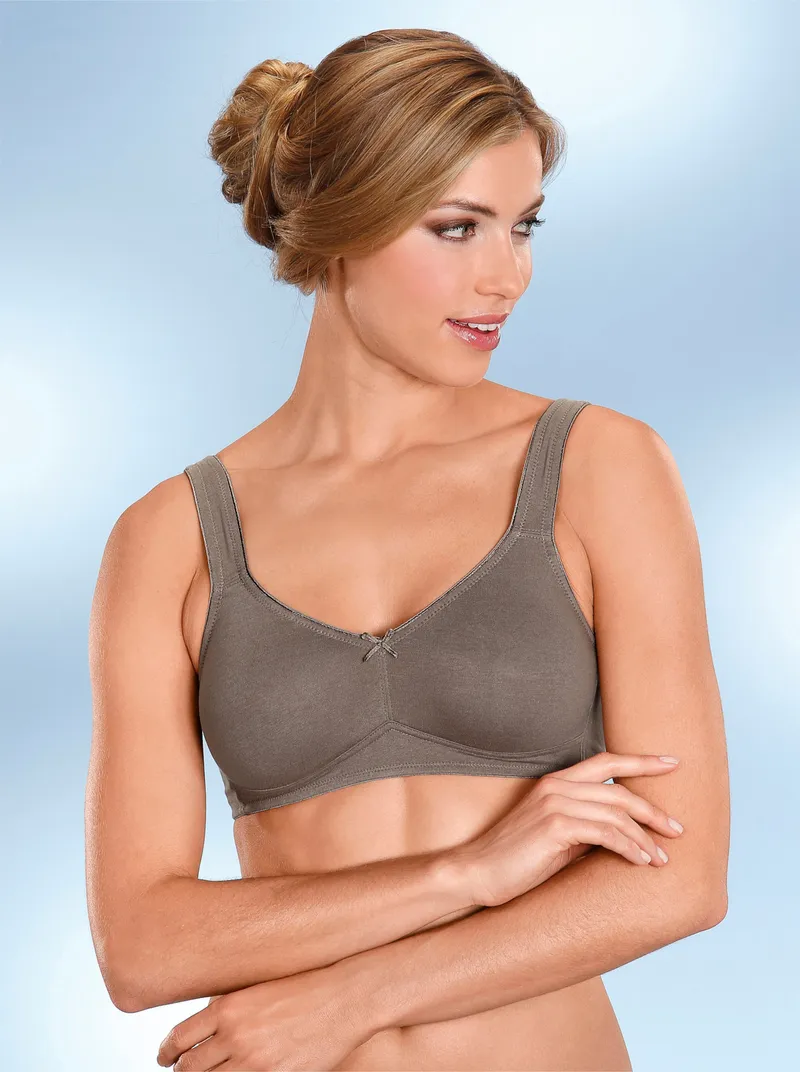 wäschepur BH ohne Bügel, Taupe + brombeer, – Produktbild 1 von 3