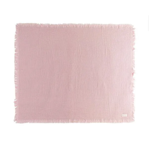 Bebekevi Bebekevi Babydecke Musselin 100 × 110 cm | 100 % Baumwolle | 2-lagig | Mit Fransen | OEKO-TEX®, Coral, – Produktbild 1 von 3