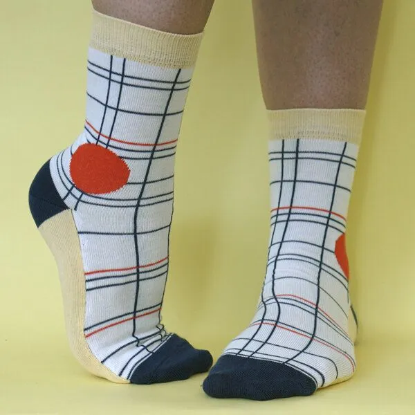 Fräulein Prusselise Fräulein Prusselise karierte Socken Checks, karo, blau, tennis, bunt gemustert – Produktbild 2 von 4