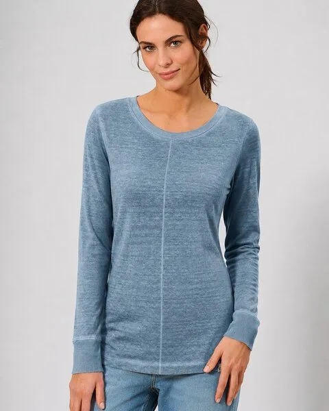 HempAge HempAge Langarmshirt mit mittiger Naht Hanf/Biobaumwolle, Dove (blau), – Produktbild 1 von 4