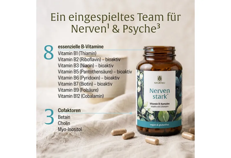 Naturtreu Nervenstark Kapseln, 1 er 120 St., 58.8 g, Durchdachte Entwicklung, Vegan, Laborgeprüft, Hochwertige Inhaltstoffe – Produktbild 4 von 5