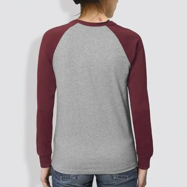 little kiwi little kiwi Frauen Langarm-T-Shirt, "Fuchs", Heather grey/burgundy (rot), – Produktbild 2 von 2