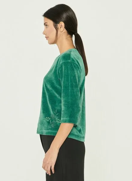 ORGANICATION ORGANICATION Samtbluse aus Bio-Baumwolle und Recyceltes Polyester mit Stickerei, Seaweed, – Produktbild 3 von 4