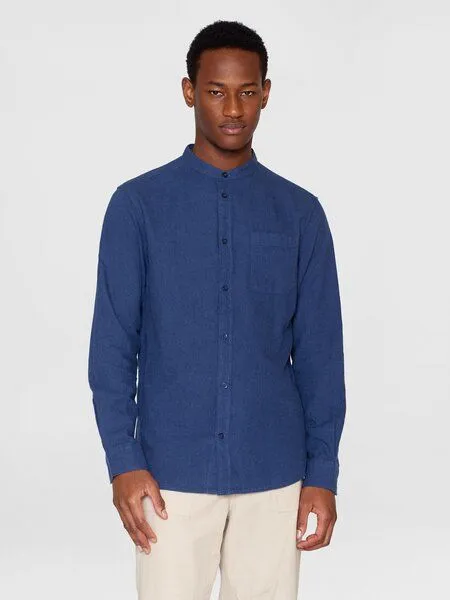 KnowledgeCotton Apparel KnowledgeCotton Apparel Flanellhemd mit Stehkragen - Elder Regular Fit - aus Biobaumwolle, Blau (estate blue), – Produktbild 1 von 4