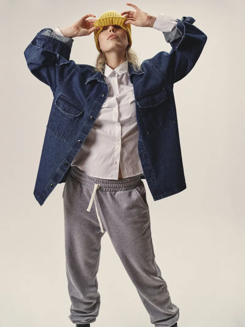 WOTE WOTE Damen vegan Denim Overshirt Indigo, Dunkelblau, – Produktbild 1 von 2