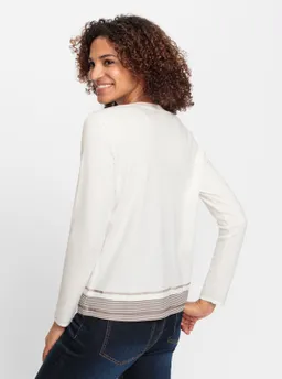 Witt Rundhalsshirt ecru-dunkeltaupe-geringelt – Produktbild 1 von 1