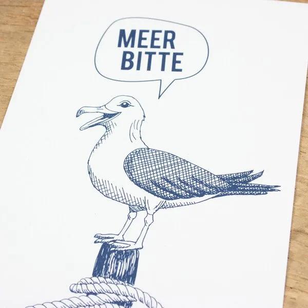 Bow & Hummingbird Bow & Hummingbird Maritime Postkarte "Meer Bitte - Möwe" aus Recyclingpapier – Produktbild 1 von 2