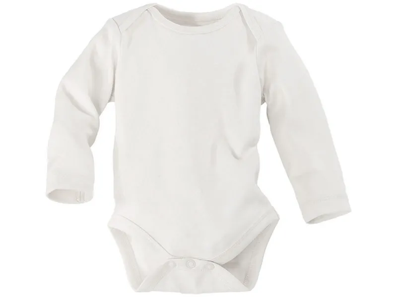 HANS NATUR Baby Langarmbody Bio-Baumwolle off white Gr. 50/56, Natur, – Produktbild 1 von 2