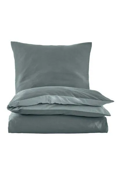 hessnatur hessnatur Satin Wende Bettwäsche-Set aus reiner Bio-Baumwolle, Tiefseegrün, – Produktbild 2 von 4