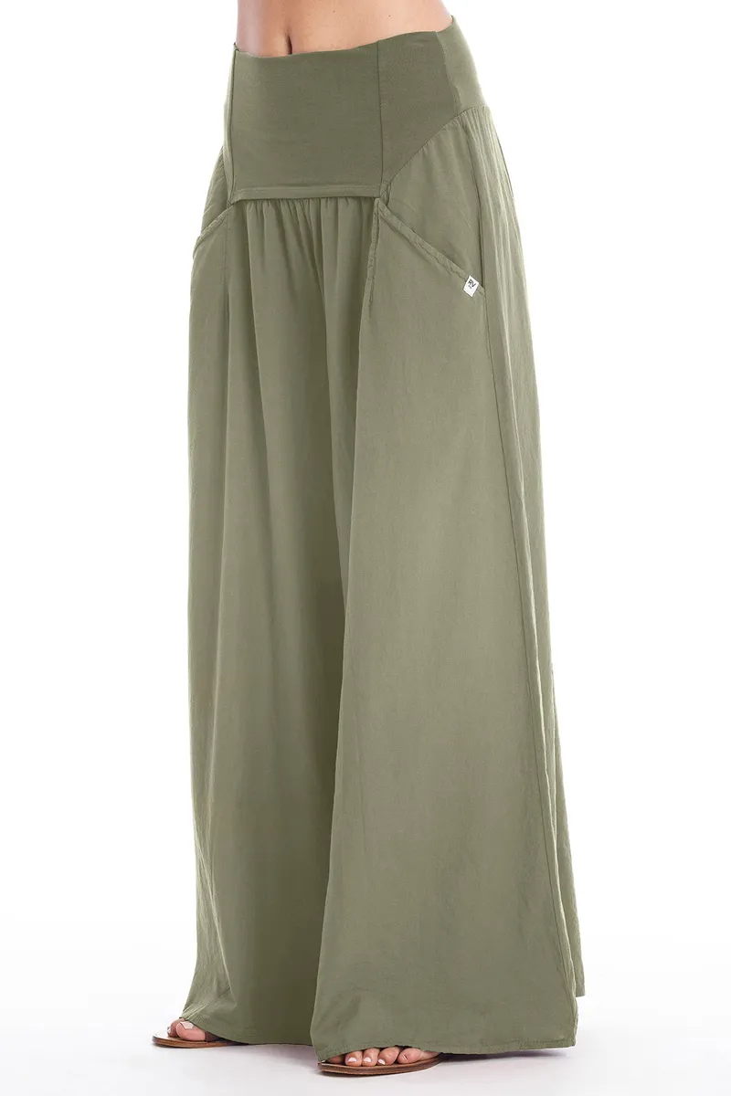RAVENS VIEW IBIZA RAVENS VIEW IBIZA Damen vegan Hose Weites Bein Khaki, Dunkelgrün, – Produktbild 1 von 1