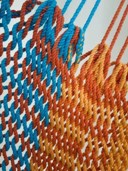 MacaMex MacaMex Vela Hängestuhl, Netz-Hängesessel aus Baumwolle, Breeze-blau-orange, – Produktbild 3 von 3