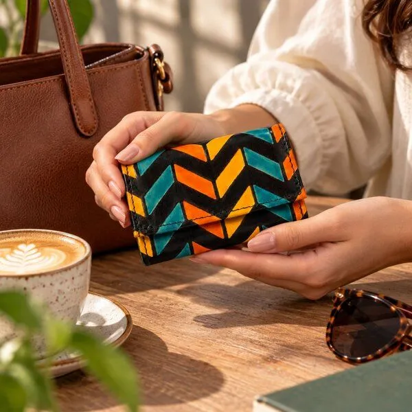 Janselo Nomad Lines Design Shanti-Leder-Geldbörse – Produktbild 4 von 4