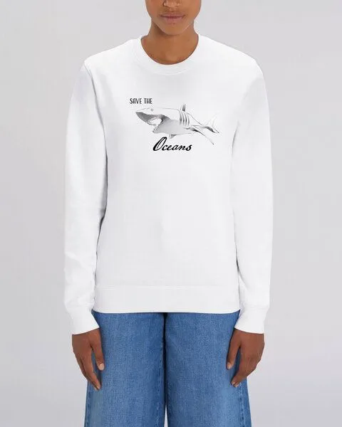 Human Family Human Family Bio Unisex Rundhals-Sweatshirt - "Switch - Save Oceans" in 3 Farben, Weiss, – Produktbild 1 von 2