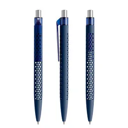 prodir prodir® Druckkugelschreiber QS40 Soft Touch PRT Push, blaue Mine, dunkelblau/silber satiniert, Silber / dunkelblau, – Produktbild 1 von 1