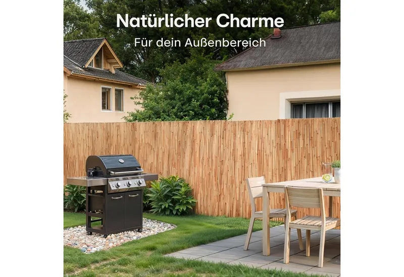 Praknu Balkonsichtschutz Schilf Balkon Sichtschutz - FSC® Zertifiziertes, Natürliches Schilf (Sichtschutzmatte Schilf, Schilf Sichtschutz 300x100cm FSC-zertifiziert wetterfest) FSC® Zertifizierte wetterfeste Sichtschutzzaunmatten, Braun, – Produktbild 1 von 5